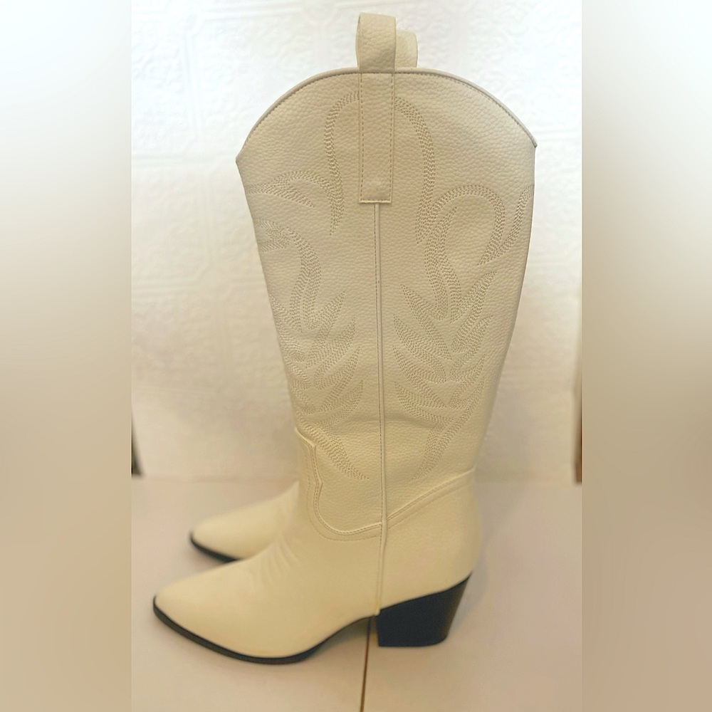 White leather cowboy boots